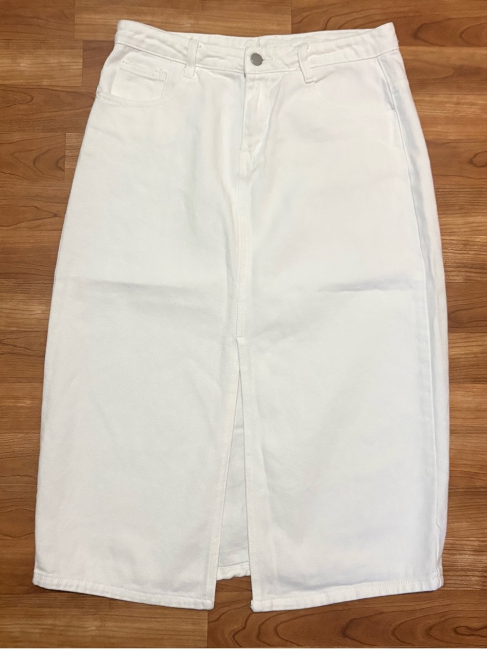 Hayden White Denim Jean Midi Pencil Skirt Women’s Large Front Slit